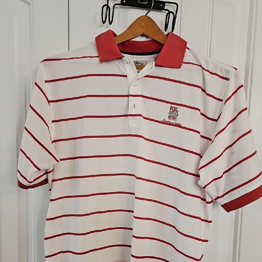 Callaway Red and White Striped Polo Shirt